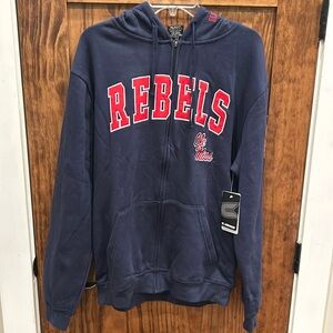 Ole Miss zip up hoodie, size large